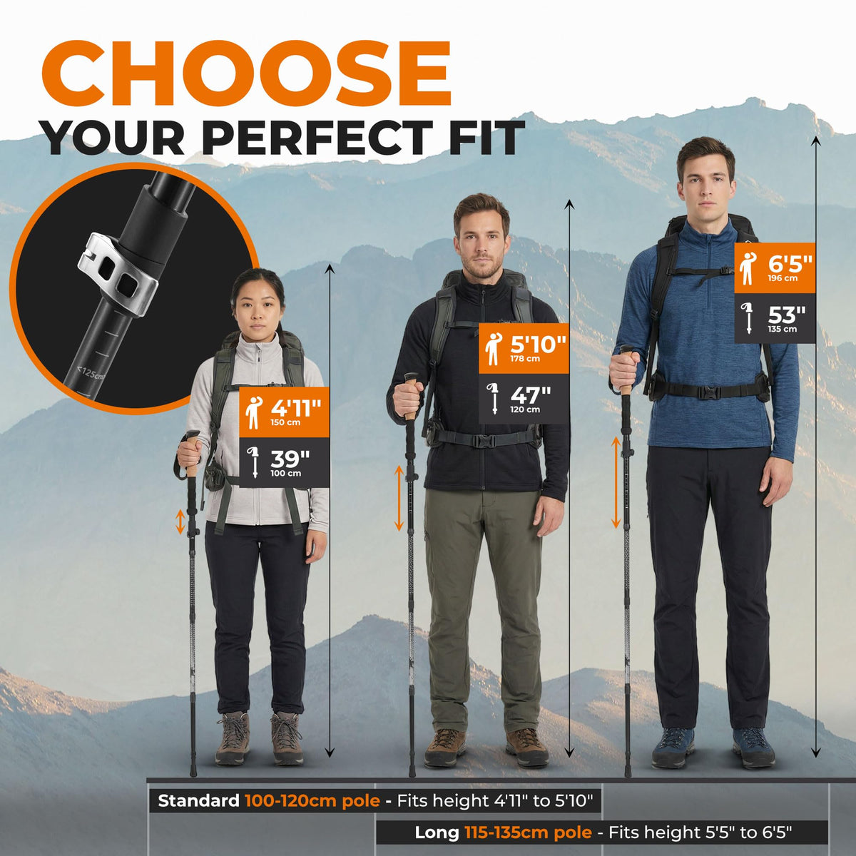 TREKOLOGY Trekking Poles - 2pc, Collapsible - product view 5