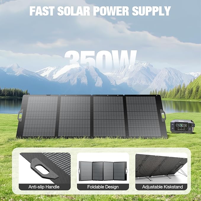 GRECELL 350W Portable Solar Panel for Power Station Generator, Foldable Solar Panel, 37.4V