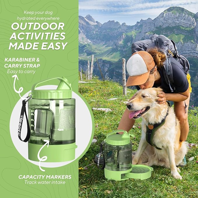Portable Dog Travel Water Bottle - 77oz Large Travel Water Bowl for Dogs Camping Hiking Beach