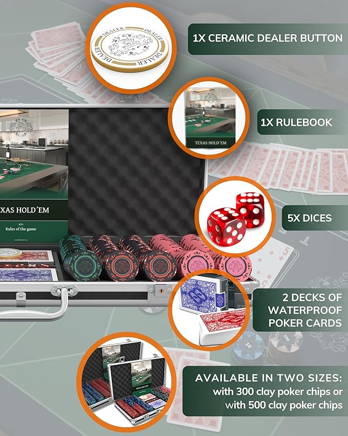 Bullets Poker Set ??Complete Chip Set with Case, Playing Cards, Dices, and Travel Case