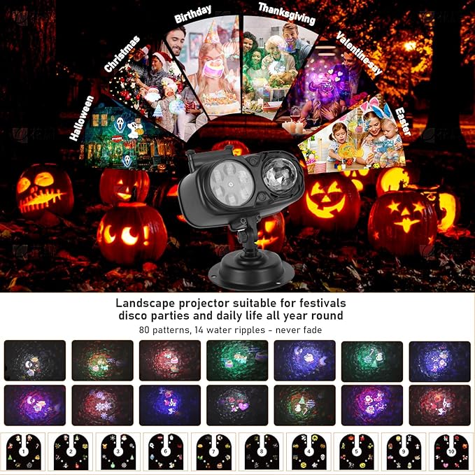 2025 Upgraded Holiday Projectors, Brighter Halloween Decorations Projector Lights, Christmas