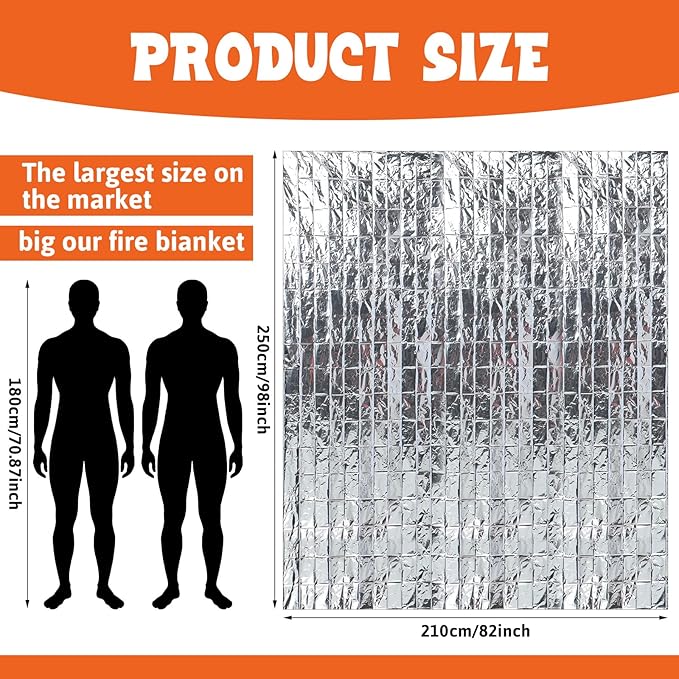 Kingdder Oversized Emergency Blankets 30 Pack 99" L x 83" W Emergency Thermal Blankets Silver Foil