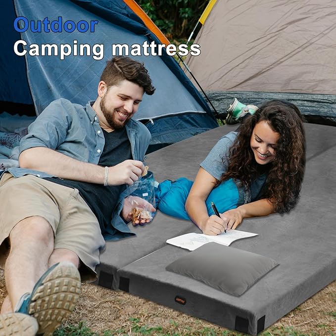 Memory Foam Camping Mattress pad, Comfortable Thick Floor Sleeping Mat for Adults with Waterproof