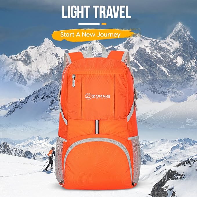 ZOMAKE Lightweight Packable Backpack 35L, Light Foldable Backpacks Water Resistant Collapsible
