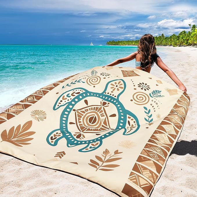 Beach Blanket Waterproof Sandproof Beach Mat 79" X 83"/10'x9'for 2-8 Adults Quick Drying Outdoor