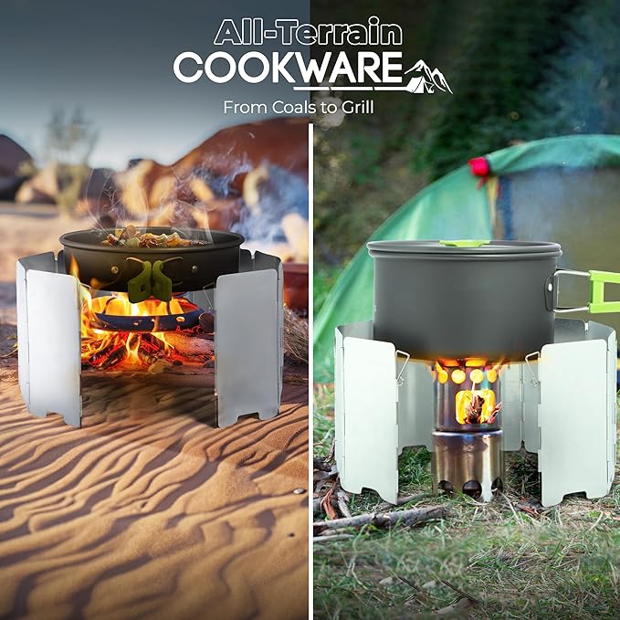 Camping Cookware Set - 19-Piece Lightweight Backpacking Cookware with Pots, Pans, Utensils