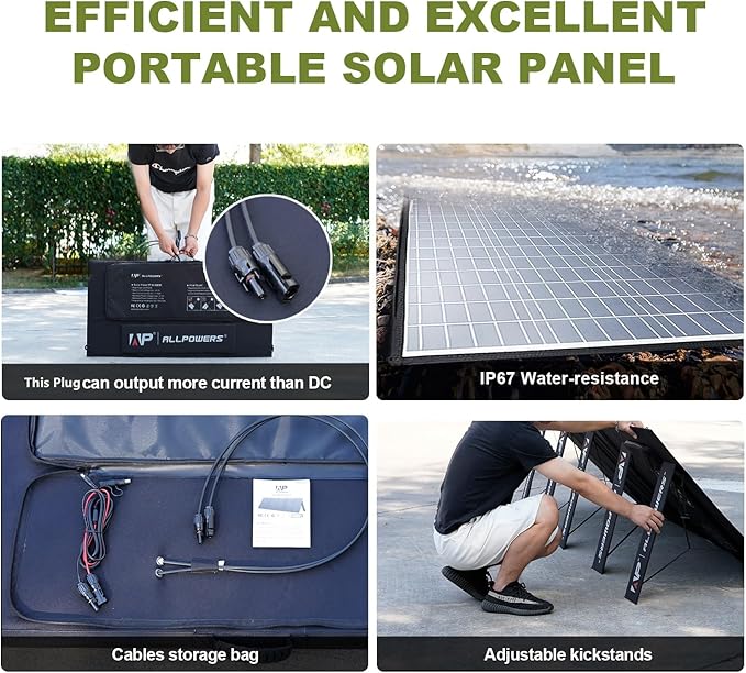 ALLPOWERS SP037 400W Portable Solar Panel, 23% Efficient IP66 Waterproof Foldable for RV Camping