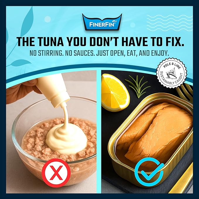 FinerFin Premium Smoked Yellowfin Tuna Fillets in Organic Extra Virgin Olive Oil, 4.4 oz (12 Pack)