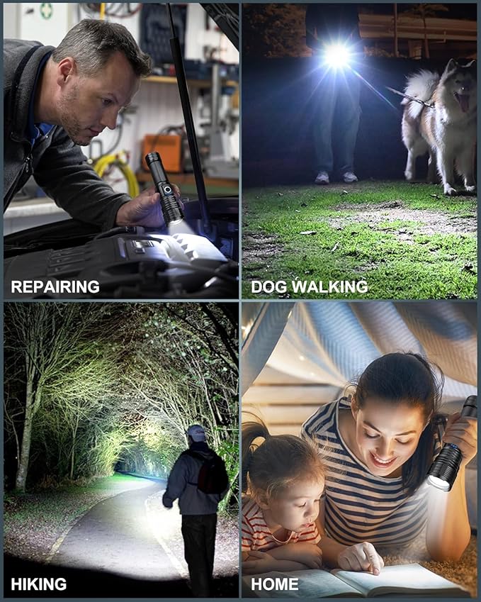 Rechargeable Flashlights High Lumens, 99,000 Lumen Super Bright Flashlight, 2pack Led High Powered
