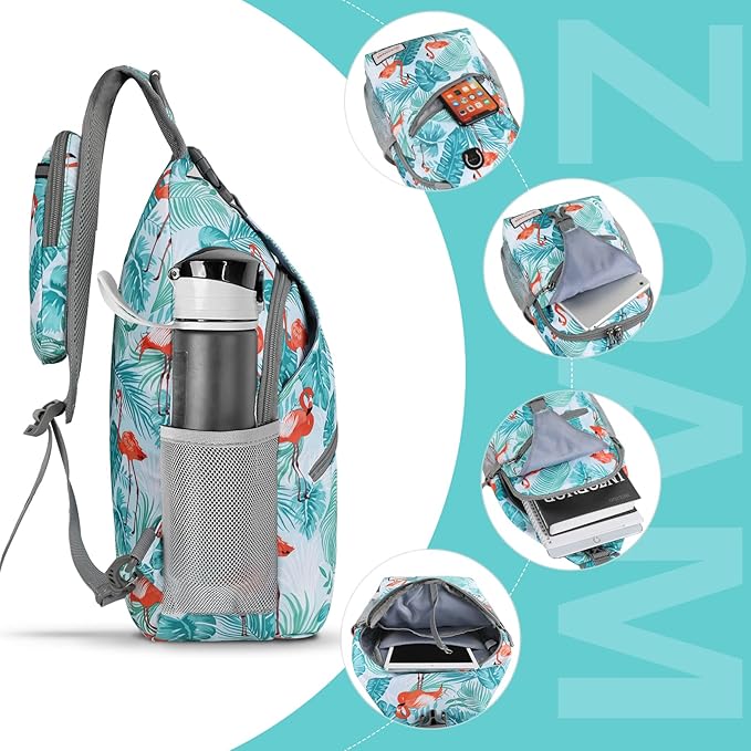 ZOMAKE Sling Bag,Small Crossbody Sling Backpack,Water Resistant Shoulder Daypack for Travel,Anti