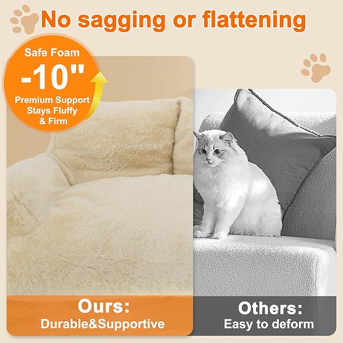 Cat Sofa, Pet Bed with Bolstered Edges, Extra Plush Sponge Padding, Cat Beds for Indoor with