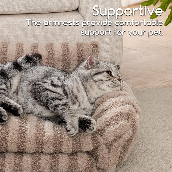 Hollypet Cat Bed Fluffy Plush Mutifuctional Double-Layer Soft Pet Couch Orthopedic Sofa Nest Beds