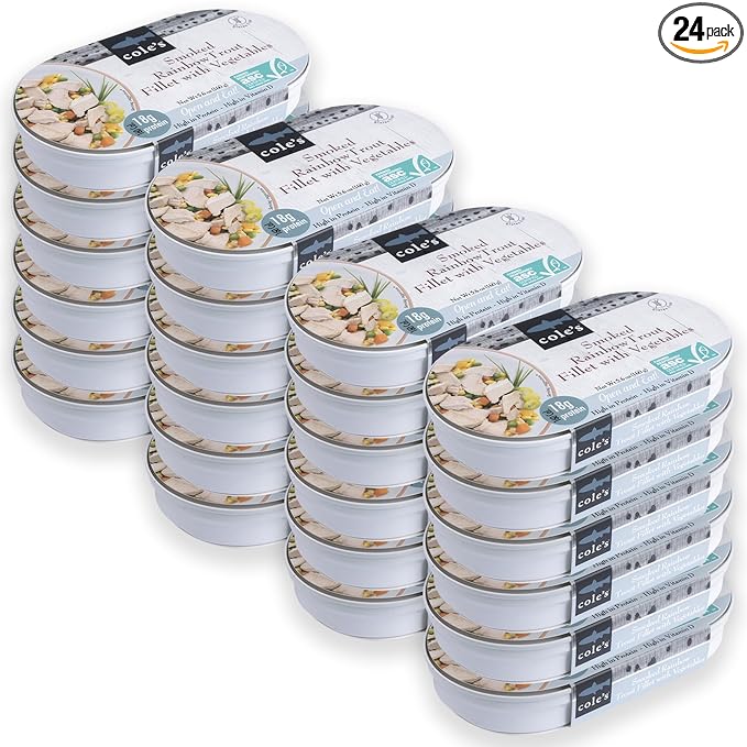 COLE’S - Smoked Rainbow Trout Fillet with Vegetables | Ready to Eat Meal | 5.6 oz Hand-Packed