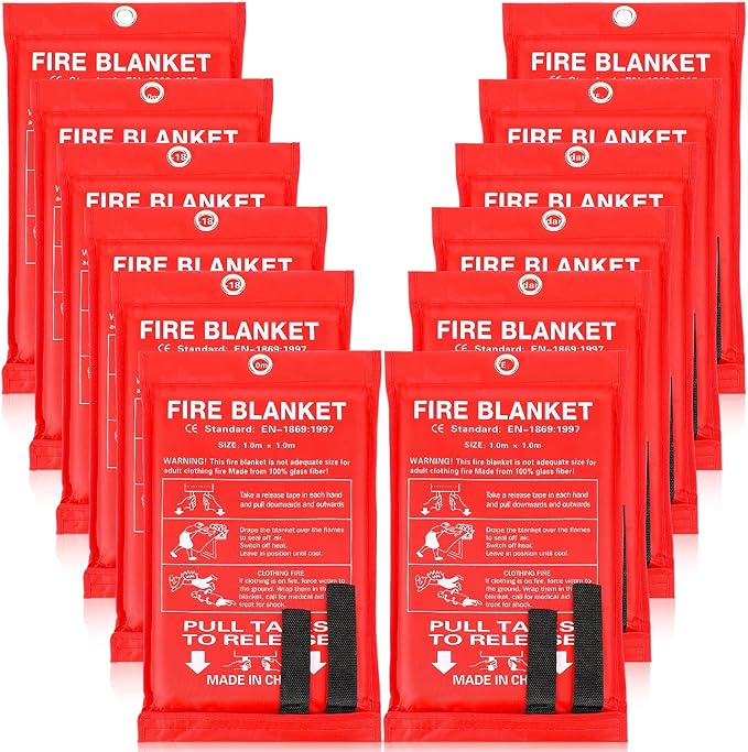 Macarrie 12 Pack 39??x 39??Fire Blanket Emergency for Home and Kitchen Safety Suppression Blanket