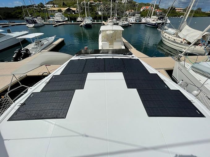 Lensunsolar 150W 12V ETFE Black Flexible Solar Panel, 43.3x28in, PERC 9BB 23.5%+ Efficiency Mono