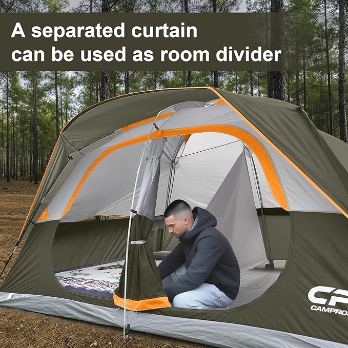 CAMPROS CP Tent 8 Person Camping Tents, Waterproof Windproof Family Tent with Top Rainfly, Large