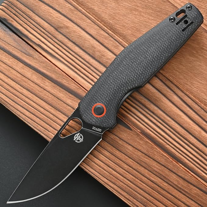 FF5 Folding Pocket Knife,DC53 Steel Blade Micarta Handle with Pocket Clip for Outdoor Camping