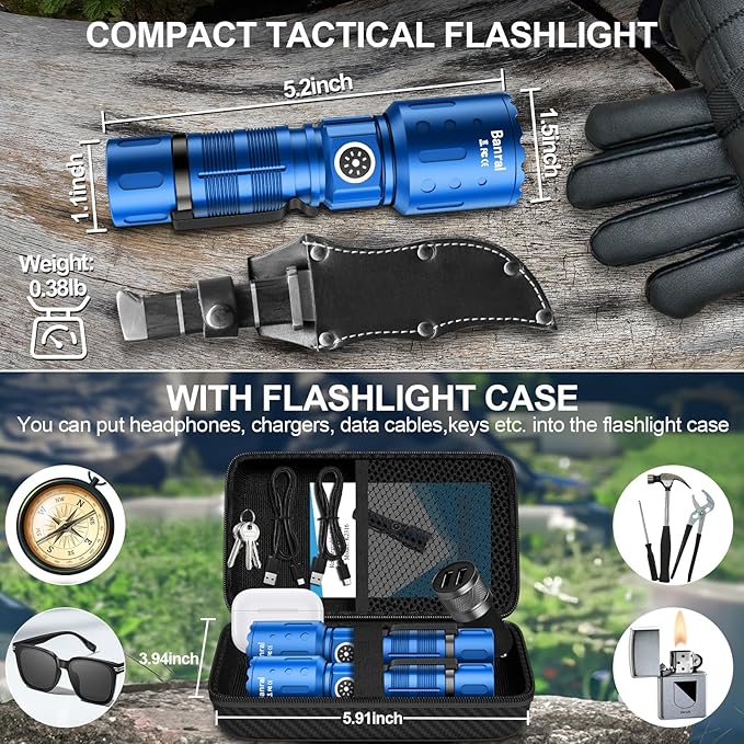 Flashlights High Lumens Rechargeable, Super Bright Long Range Small Powerful Flashlight, 6 Modes