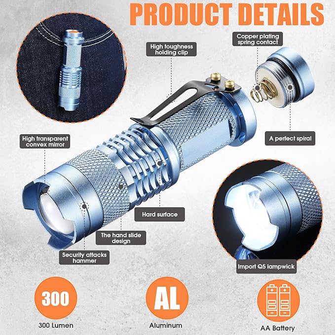 Fumete 20 Pieces LED Flashlight Mini 3 Mode Tactical Torch Small Water Resistant Pocket Flash Light