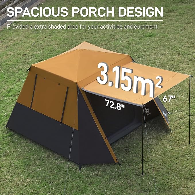 EVER ADVANCED Blackout Design 6 Person Camping Tent, Instant Cabin Tent for Family with Vestibule