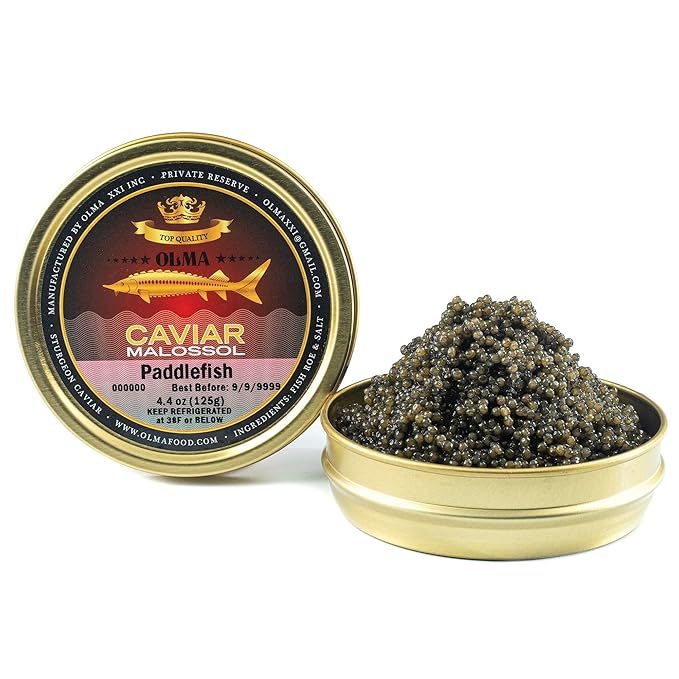 OVERNIGHT SHIPPING - OLMA American Paddlefish Black Caviar - Medium Grey Pearls, Smooth Flavor