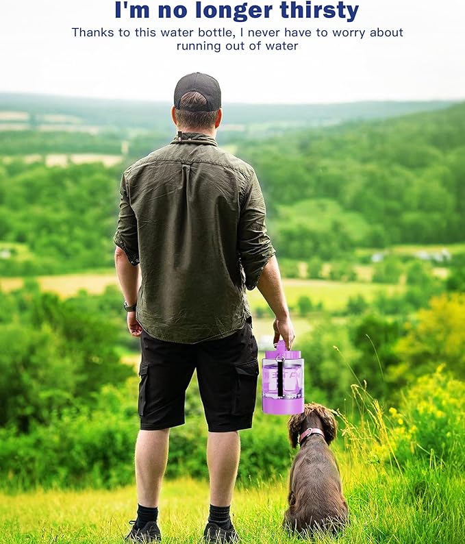 77oz Large Dog Water Bottle - Portable Travel Dog Water Dispenser & Bowl - Leak-Proof Pet Water Jug