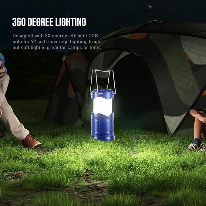 Lichamp LED Camping Lantern, 4 Pack Battery Powered Flashlight for Power Outages, Portable