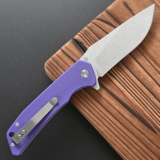 FF17 Folding Pocket Knife,D2 Steel Blade G10 Handle EDC Tool Knife for Outdoor