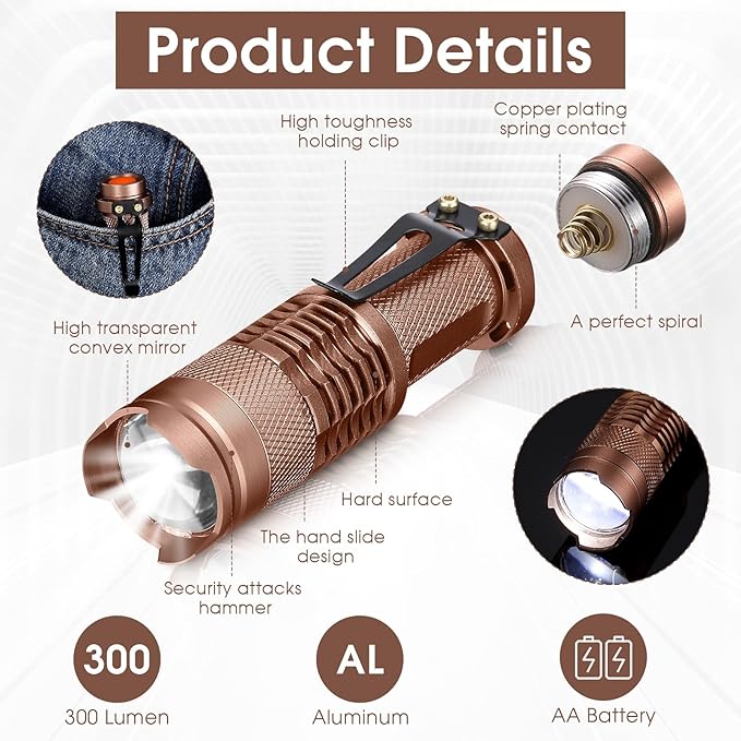 Fumete 20 Pieces LED Flashlight Mini 3 Mode Tactical Torch Small Water Resistant Pocket Flash Light