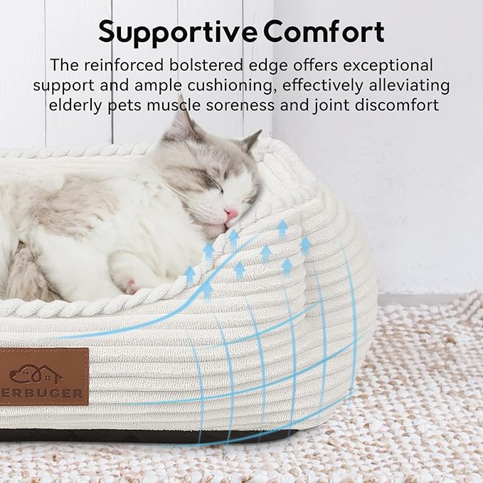 Cat Dog Bed for Pets, Rectangle Pet Bed Gift for Puppy and Kitten, Machine Washable Calming Fluffy