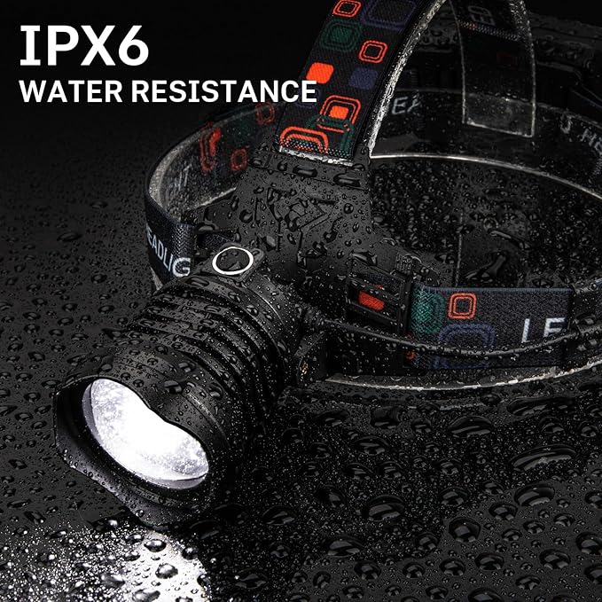 azamine Rechargeable Headlamp Super Bright 99000 Lumens, 2Pack LED Head Lamp with 3 Modes, 90°