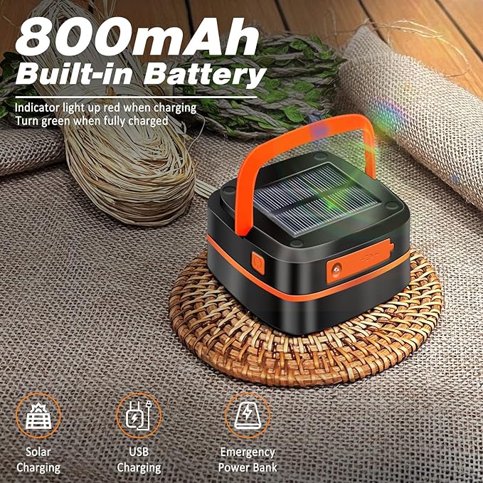 2-Pack Folding Solar Camping Lantern Flashlights, DIBMS Mini Collapsible USB Rechargeable