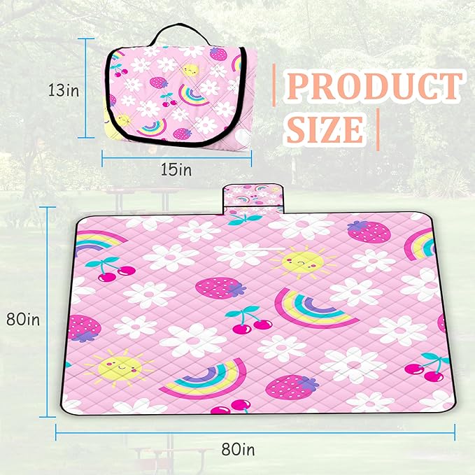 Extra Large Picnic Blanket Waterproof,80"x 80"Foldable Machine Washable Beach Blankets,Outdoor