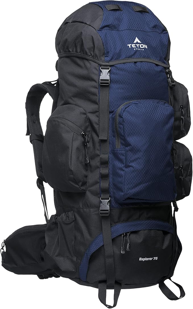 Teton 75L Explorer Internal Frame Backpack for Hiking, Camping, Backpacking, Rain Cover Included