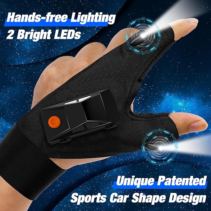 PARIGO LED Flashlight Gloves Gifts for Men Women Christmas Stocking Stuffers for Men Husband