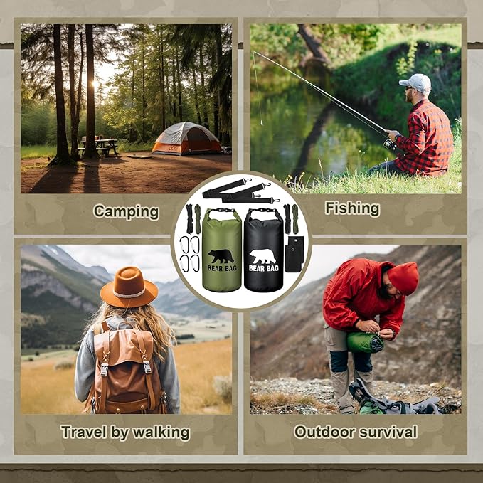 2 Sets Bear Food Bag for Camping Ultralight Food Bag Hanging System Includes 2 Pcs 10 L Waterproof