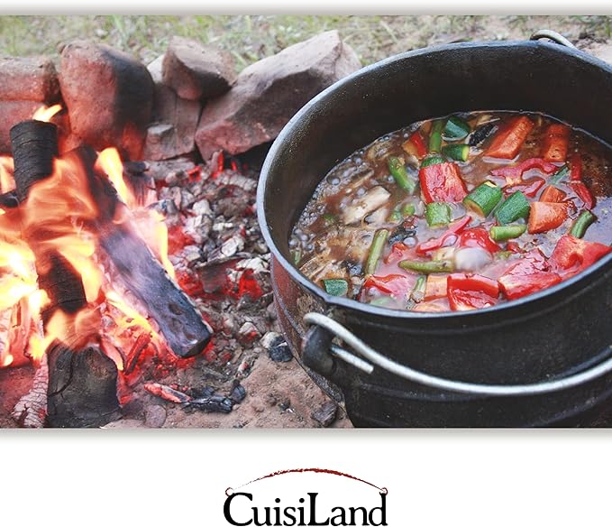 Cuisiland 3.2QT Cast Iron Potjie Cauldron Pot with Lid & 3 Legs – Pre-Seasoned South African-Style
