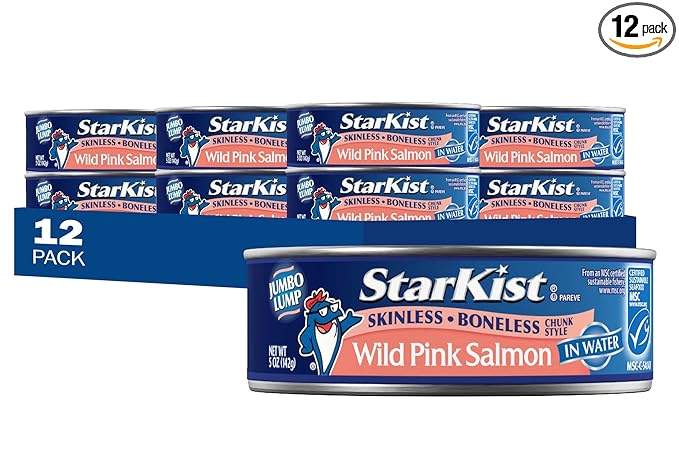 StarKist Wild Pink Salmon, Skinless, Boneless, 5 Ounce (Pack of 12)