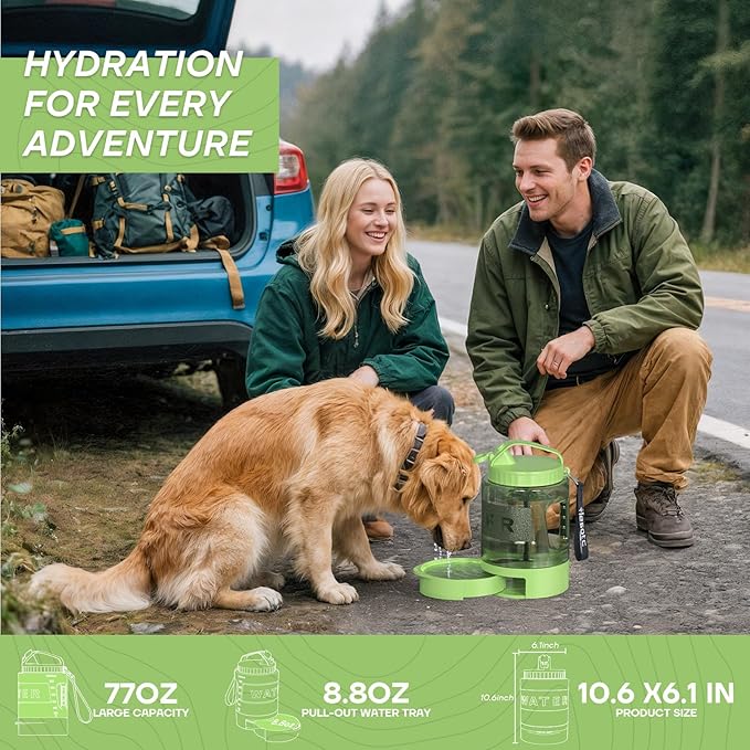 Portable Dog Travel Water Bottle - 77oz Large Travel Water Bowl for Dogs Camping Hiking Beach
