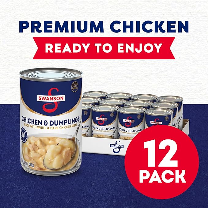 Swanson Canned Chicken and Dumplings With White and Dark Chicken Meat, 10.5 OZ Can (Case of 12)