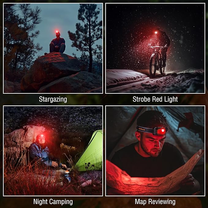 EverBrite Rechargeable Headlamp, 700 Lumens Head lamp for Adults, 6 Modes with White/Red/Green