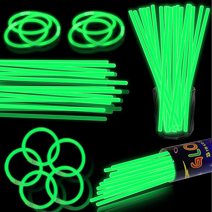 100 pk 8" Glow Sticks Bulk Party Favors, Light up Glow Necklaces & Bracelets in the Dark Party