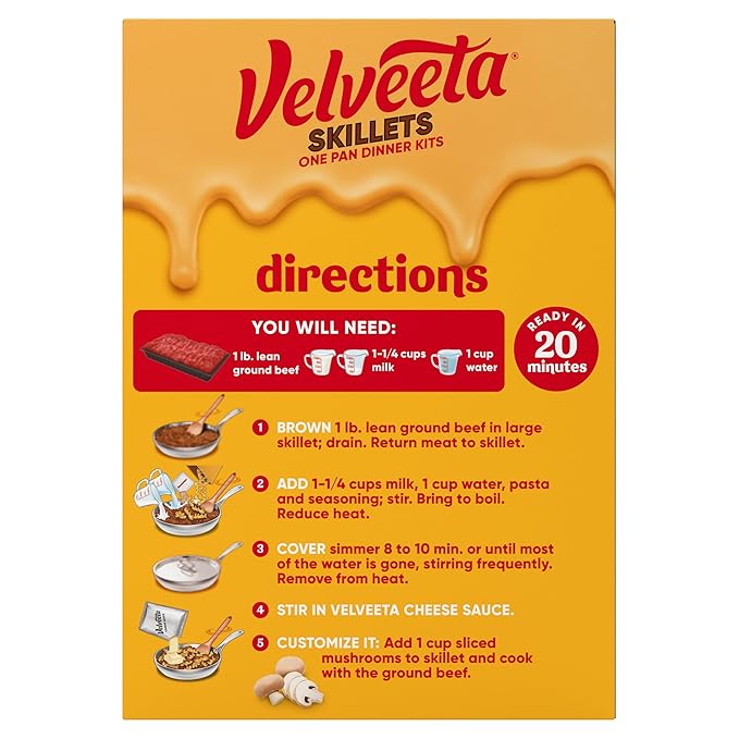 Velveeta Skillets Creamy Beef Stroganoff One Pan Dinner Kit, 11.6 oz Box