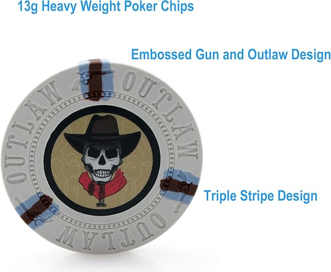 500 Poker Chips, Poker Chip Set - Outlaw, 500 Piece Poker Set with Numbers for Poker