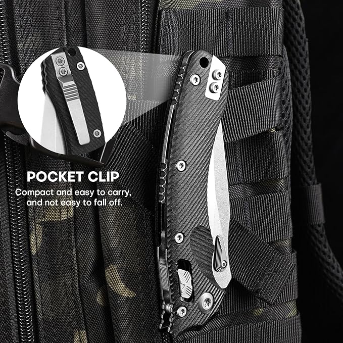 Folding Pocket Knife for Men, M390 3.7" Blade with G10 Handle and Crossbar Lock, EDC Knife for