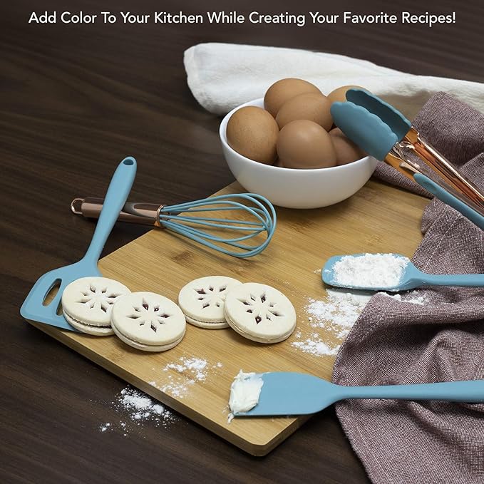 COOK WITH COLOR Silicone Cooking Utensils, Kitchen Utensil Set, Easy to Clean Silicone Kitchen