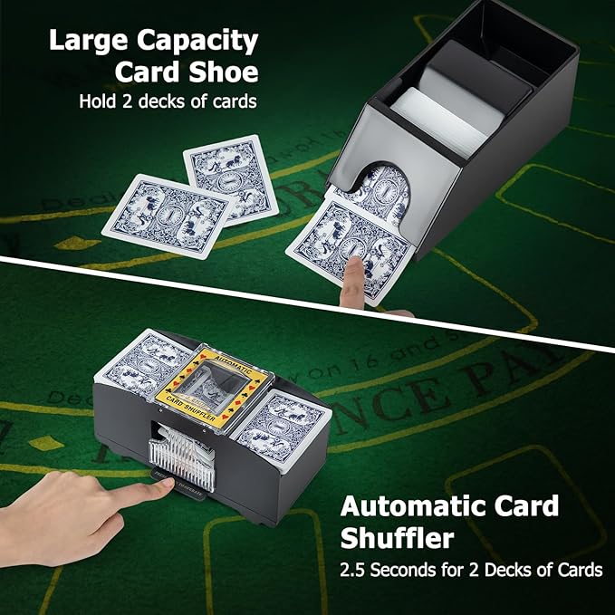 GYMAX Poker Chips Set, 300 PCS Texas Hold 'em Casino Chip Set w/Carrying Case, 6 Decks of Cards, 5