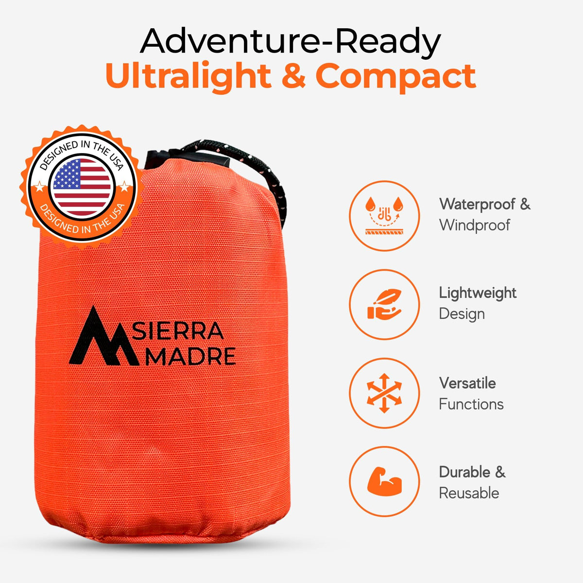Sierra Madre Emergency Sleeping Bag, Waterproof Thermal Bivy Sack Pack 10