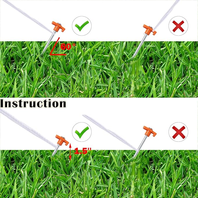 20 Pack Tent Stakes - 9.75 Inch Galvanized Non-Rust Ground Stakes Heavy Duty Canopy Anchors Metal