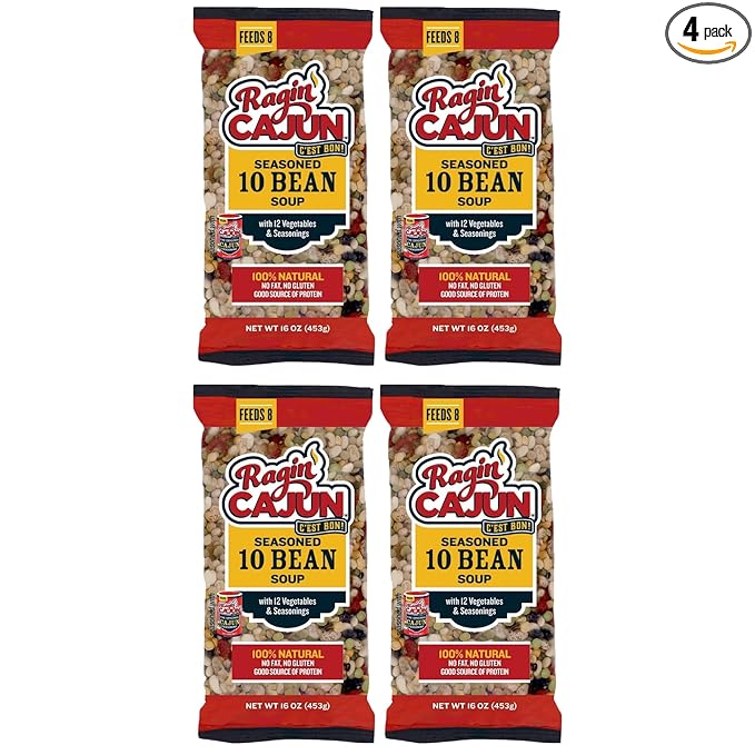 Seasoned Ten Bean Soup 16 oz Ragin Cajun (Pack of 4)